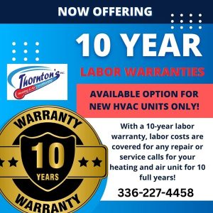 10 year labor warranty on heating and air conditioning system